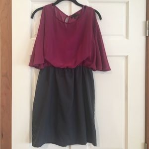 Deep Pink and Grey Sleeve Dress